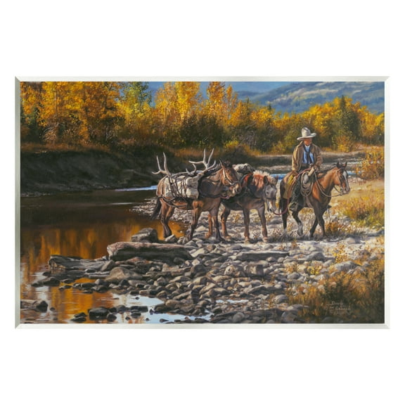Stupell Industries Down From High Country Cowboy Animals & Insects Painting Unframed Art Print Wall Art
