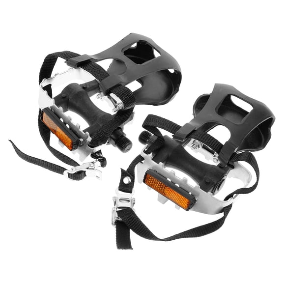 SEWCHICS Bike Pedals with Nylon Straps 1 Pair for Exercise Bikes and Road Bikes