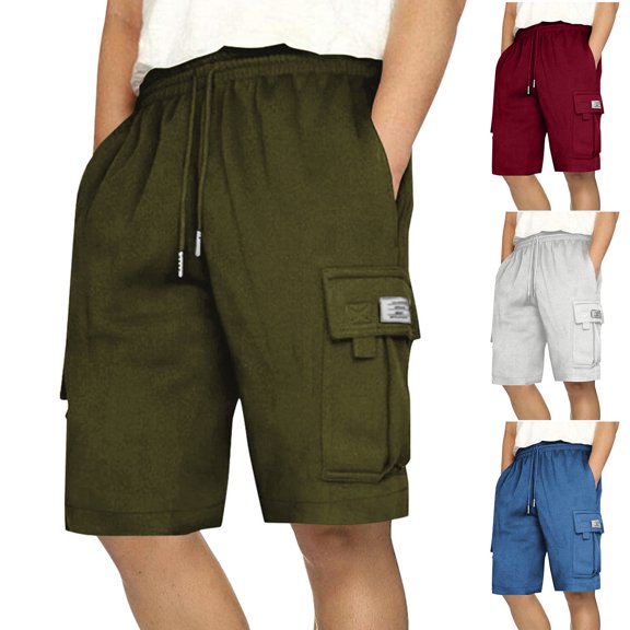 Dagugfen Cargo Shorts for Men Sweat Shorts Straight Leg Knee Length Drawstring Loose Comfy Outdoor Casual Shorts
