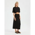thumbnail image 3 of 2 Pieces: Crew Neck Relaxed Crop Top & High Waist Drawstring Maxi Skirt, 3 of 5