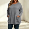 thumbnail image 5 of yillto S-5XL Womens Tops Basic Long Sleeve Blouse Fall Trendy Loose Casual Crew Neck Plus Size Top, 5 of 7