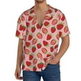 thumbnail image 3 of Vsdgher Strawberries Print Men's Wrinkle Free Untucked Cuban Shirt Business Casual Button Down Shirts Short Sleeve Shirt, 3 of 7