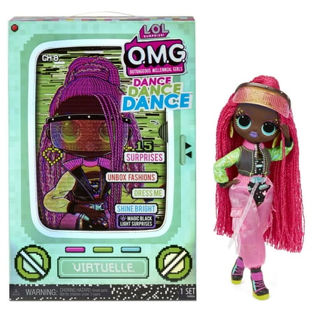 LOL Surprise OMG Dance Dance Dance Virtuelle Fashion Doll with 15 Surprises Including Magic Blacklight, Shoes, Hair Brush, Doll Stand and TV Package - For Girls Ages 4 