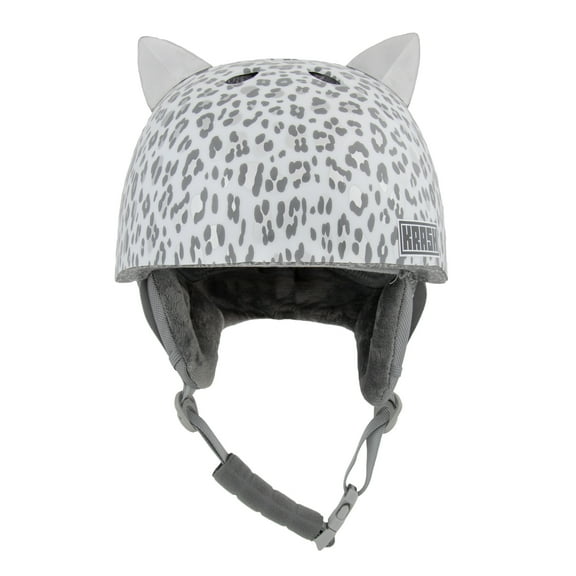 Krash! Silver Snow Leopard Snow Helmet, Youth 8  (54-58cm)