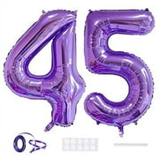 Xihuimay Number 45 Balloons 40 inch Digital Balloon Alphabet 45 Birthday Balloons Digit 45 Helium Balloons Big Balloons for Birthday Party Supplies Wedding Bachelorette Bridal Shower, Purple Number 45