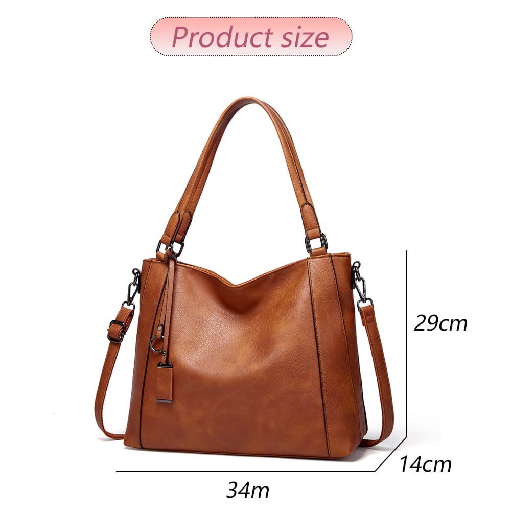 Purses and Handbags for Women Vegan Leather Shoulder Top Handle Handbags with Zipper,Dark brown