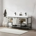 thumbnail image 4 of Marcilla 60" Double Sink Bath Vanity in White with One-Piece Composite Stone Top, 4 of 14