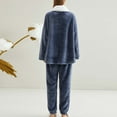 thumbnail image 7 of successthop Button Down Pajamas for Women Flannel Long Sleeve Collar with Pant Solid 2 Pieces with Pockets Loungewear, 7 of 7