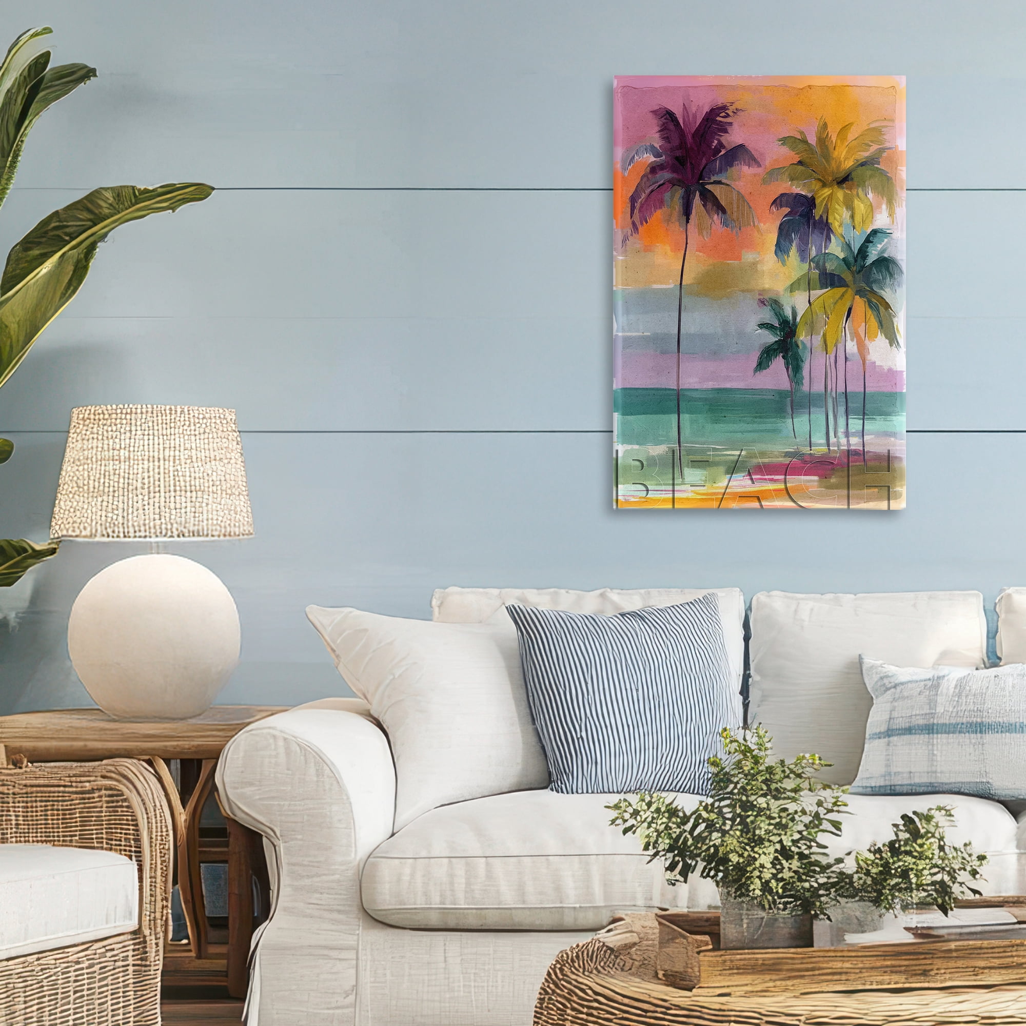 Stupell Industries Crayon Beach at Sunset Canvas Wall Art, design by Annabelle Hall