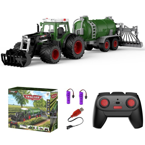 Tractor RC kolegend con Remolque de Riego y Cargador Frontal