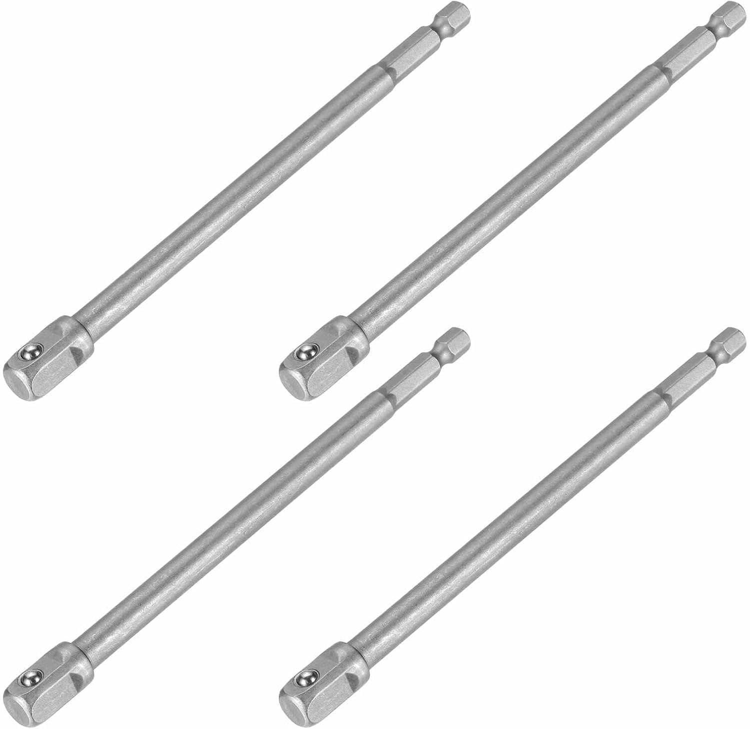 RGHJAR-4pcs Impact Socket Adapter 3/8" Square Drive 1/4" Hex Shank 6" Long Extension Bit for Axle Nut Driver Drill Socket Sets