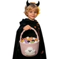 thumbnail image 5 of Gytml Trick Or Treat Basket Halloween Cotton Rope Ghost Candy Bucket Reusable Portable Treat Bag For Halloween Party Favors Holiday Decor(Pink-9.06"), 5 of 6