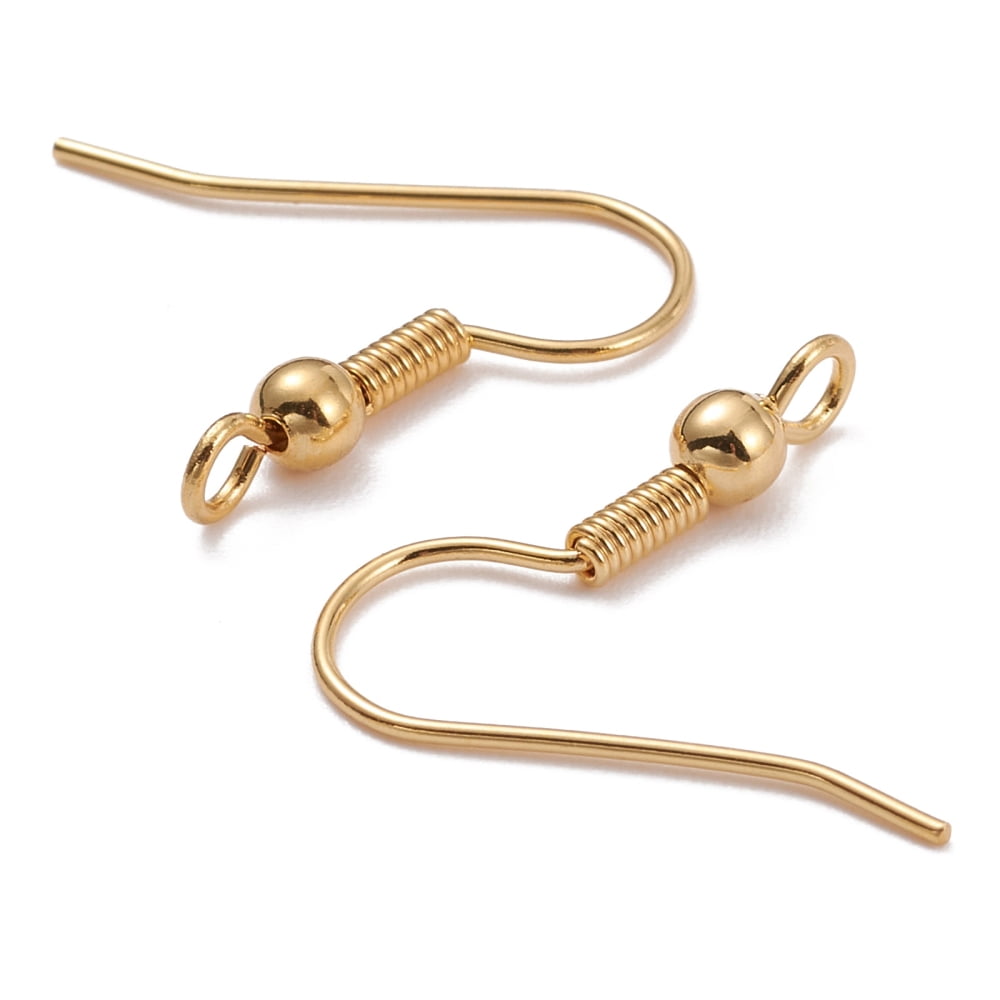 Brass Earring Hooks with Vertical Loop Long-Lasting Plated Real 18K golden Plated 19x20x3mm Hole: 3mm 24 Gauge Pin: 0.5mm
