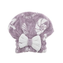 Unique Bargains 1 Pc Water-absorbent Bow Shells Hair Towel for Bathroom Purple Coral Fleece