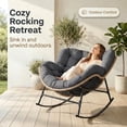 thumbnail image 3 of RADIATA Indoor Outdoor Oversized PE Wicker Papasan Rocking Chair,Extra Wide Rocking Chair with Cushion, 3 of 8