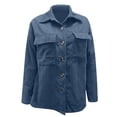 thumbnail image 5 of Corduroy Jacket for Women Trendy Long Sleeve Button Down Fall Shackets Oversized Lightweight Casual Coats with Pockets Navy S, 5 of 7