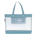 thumbnail image 1 of Zhuge Bolsa de malla con cremallera de 15,75 x 11 pulgadas, bolsa grande de doble bolsillo con asa, almacenamiento de documentos plegable tamaño A4 para proyectos de oficina (gris azulado), 1 of 3
