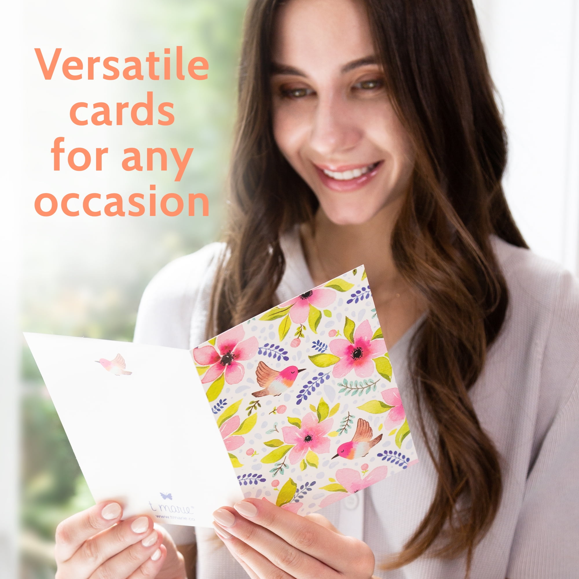 Buy 24 Blank Greeting Cards 4.5” x 6.25” Watercolor Birds and Flowers