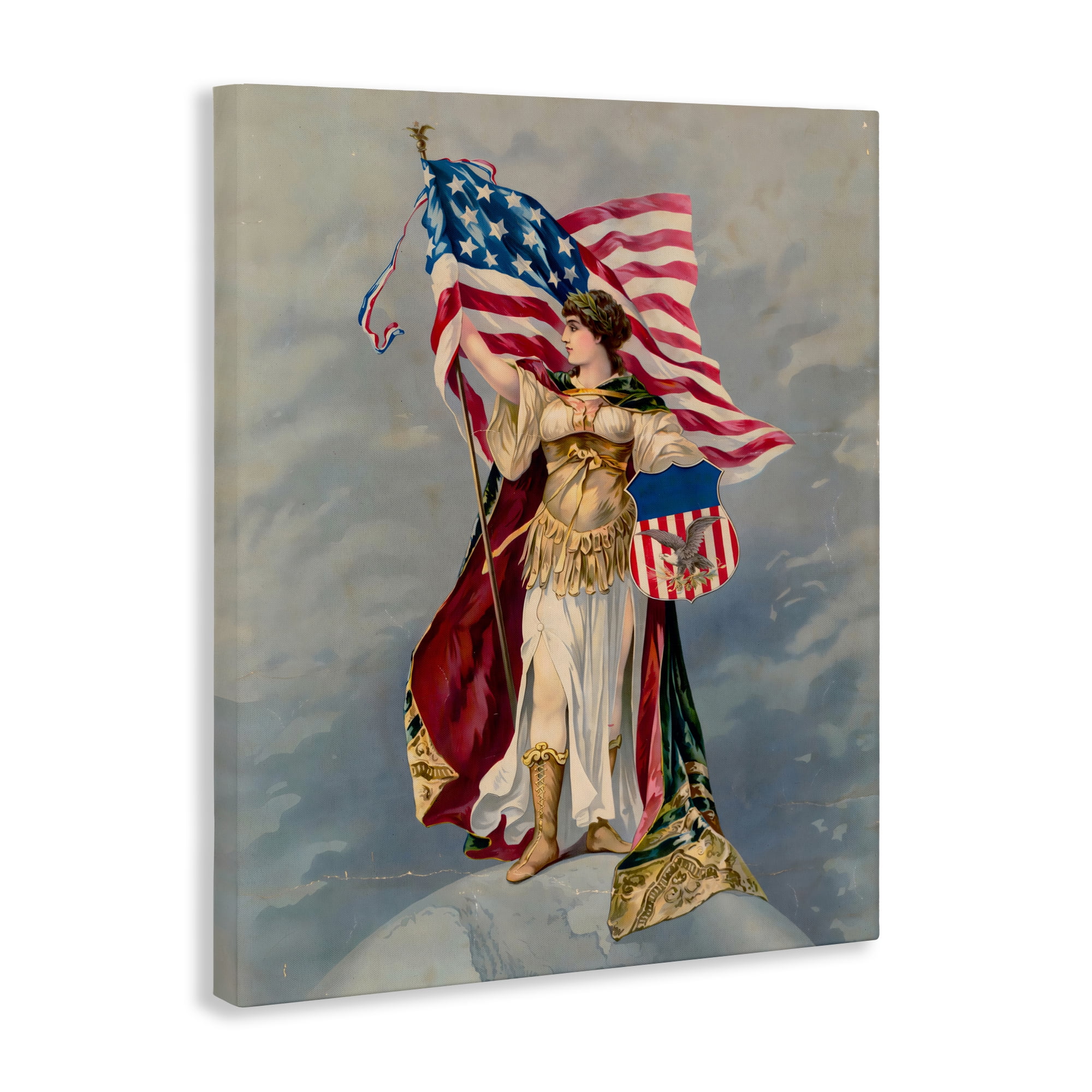 Stupell Industries Columbia Standing with American Flag Canvas Wall Art, design by Arlington Prints