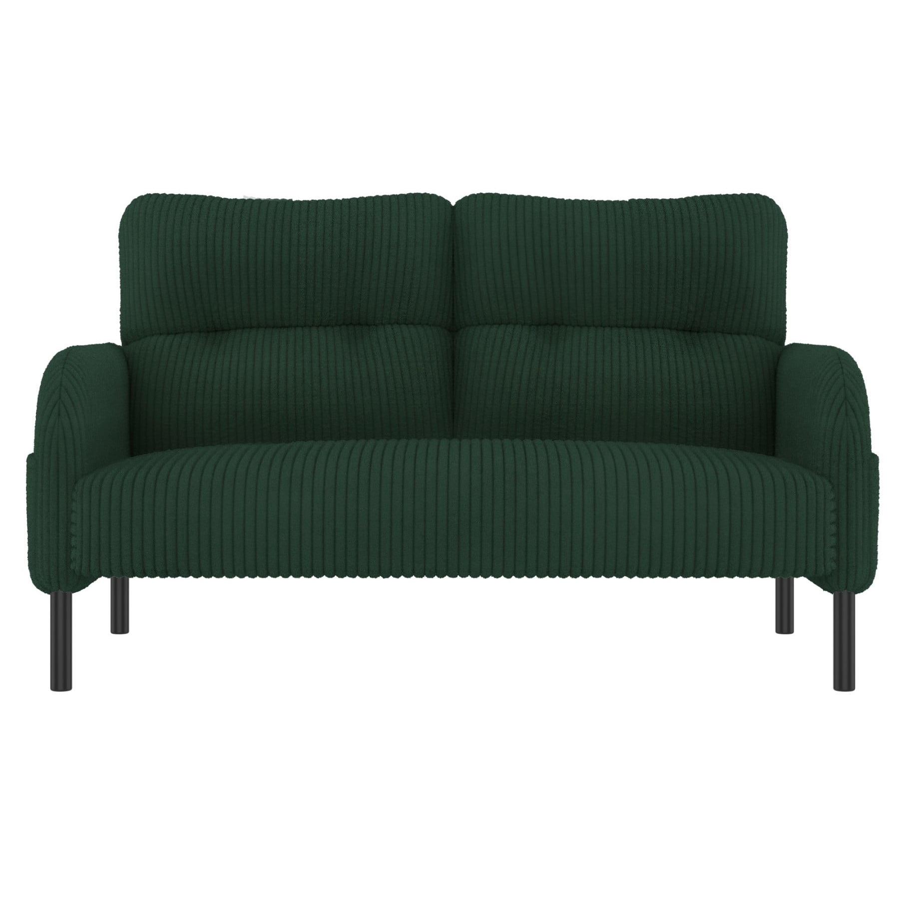 Corduroy Loveseat Sofa, Modern Upholstered Double Sofa Couch with Side Pockets for Living Room Bedroom Apartment, Emerald
