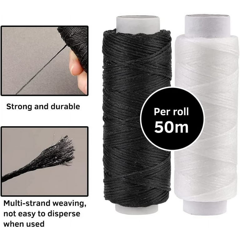 Menkey Waxed Thread, 110 Yard Needle and Thread Kit, 7 Pcs Leather Sewing Needles Nylon Threads for Sewing for Sewing Hair, Sofa Furniture Repair (Black +