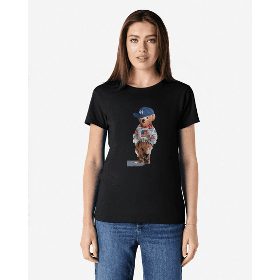 Iconic Polo Bear Classic Preppy Style Retro Cartoon Graphic Unisex T-Shirt V90508, up to Size 5XL