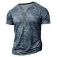 thumbnail image 4 of EWASWON Men's Vintage Graphic T-Shirts, Slim Fit Henley Neck Short Sleeve, Distressed Retro Streetwear for Casual Summer,Navy,Size XL, 4 of 5