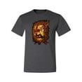 thumbnail image 2 of Wild Bobby, Fire Lion Face, Animal Lover, Men Graphic Tees, Heather Black, 3XL, 2 of 3