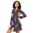 thumbnail image 3 of FORMRS Womens Long Sleeve Nightgowns Crew Neck Sleep Shirt Soft Pajamas Sizes S-3XL, Halloween Purple Ghosts, 3 of 8