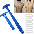 thumbnail image 2 of Rasoir Pliable pour Hommes Rasoir Manuel pour le Corps avec Lames Outil d'Épilation Rapide Utilisation Humide et Sèche Manche Extensible et Réglable (Bleu), 2 of 7