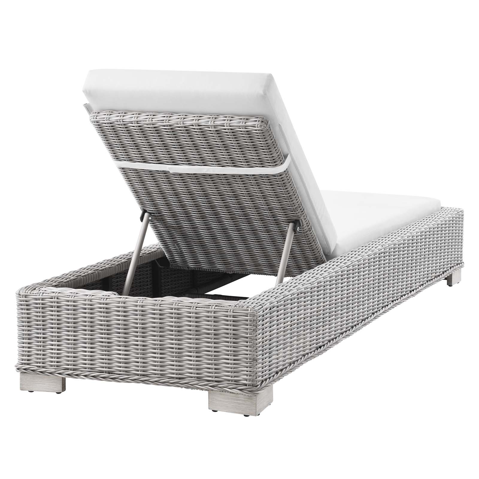 Modway Conway Outdoor Patio Wicker Rattan Chaise Lounge in Light Gray White - image 5 of 9