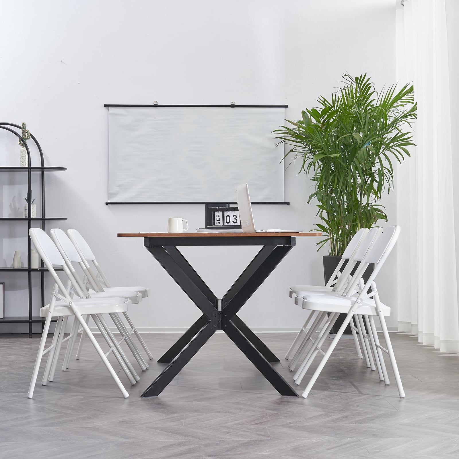 6Pcs Foldable Chairs for Convention & Exhibition, White