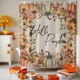 thumbnail image 3 of Hello Pumpkin Thanksgiving Fall Flower Shower Curtain for Bathroom, Farm Berry Harvest Retro Linen Waterproof Shower Curtains Washable Quick Dry with Hooks Bathtub Curtains 72x72 IN, 3 of 6