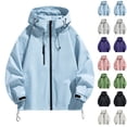 thumbnail image 1 of CFLVAEK Manteau de Pluie pour Femme Grande Taille Imperméable Léger Veste à Capuche d'Automne à Fermeture Éclair Coupe-Vent Coupe-Vent Randonnée Voyage Manteau avec Poches Violet TTTG, 1 of 8