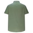 thumbnail image 4 of YLSDY Cotton Linen Casual Button Down Tops for Men, Summer Classic Short Sleeve Pocket Tees Hawaiian Beach Vacation Shirts Army Green L, 4 of 5