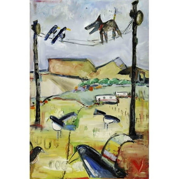 Marmont Hill "Dog on Wire" by Tori Campisi Painting Print on Canvas