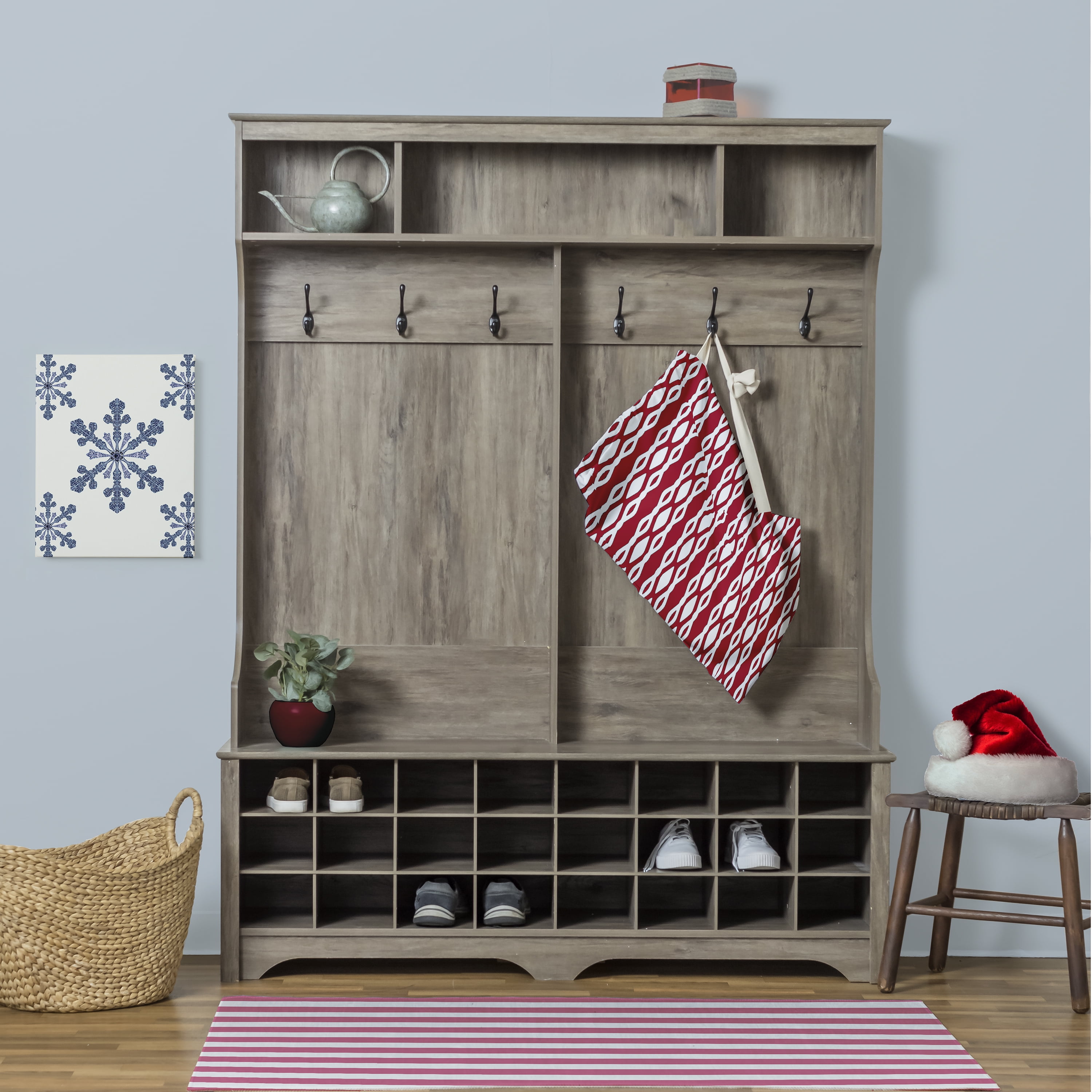 Simply Daisy Ropey Stripe 28 x 36 in Red Laundry Bag