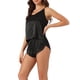 thumbnail image 4 of INSPIRAR CHIC Pijamas de Satén para Mujeres, Camiseta Sin Mangas con Pantalones Cortos, Conjunto de Lounge Sliky M Negro, 4 of 6