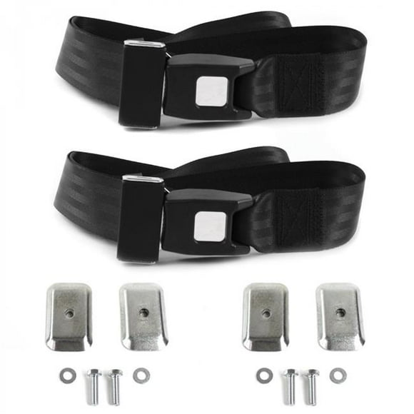 Standard 2 Point Black Lap Bucket Seat Belt Kit with Bracketry for AMC Gremlin 1970-1979 - 2 Belts