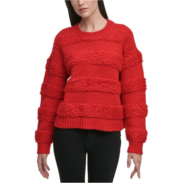 DKNY Suéter con rayas texturizadas para mujer mediumred XS
