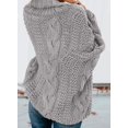 thumbnail image 3 of Women's Off Shoulder Long Sleeve V-Neck Ribbed Cable Pullover Sweaters Loose Fitting Jumper Tops, 3 of 3