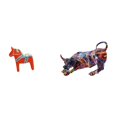 thumbnail image 1 of Figura de escritorio tradicional sueca, estatua creativa de caballo Dalecarlian, estatua de toro de resina, adorno de de superficie pintada a m, 1 of 8