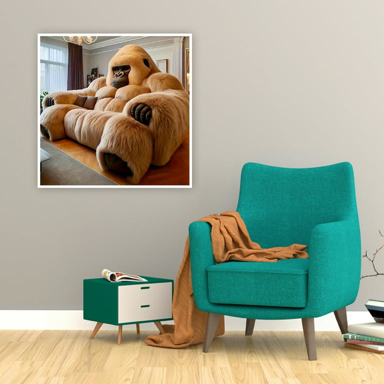 Diamond Art Painting Kits for Adults,Gorilla Sofa 5D Diamond Painting Dots Art Kits for Adults Beginner, DIY Full Round Gem Crystal Art Paint by Diamond, Home Wall Decor 14x 14 in