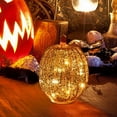 thumbnail image 3 of WKSCLPAI Glass Light up Pumpkins Illuminated Starry Night Pumpkins with Timer- Fall Pumpkin LED Lamps Decor, Twinkle Light Pumpkins for Halloween Indoor Outdoor Festive Decorations, Gold C, 3 of 7