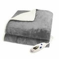 thumbnail image 1 of Pure Warmth Velour Sherpa Electric Heated Warming Throw Blanket Gray, 1 of 1