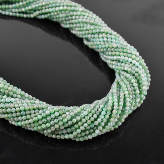 QNAVIC Natural Emerald Gemstone Micro Faceted Rounds Beads Strand Drilled Stone Chakra Healing Crystals DIY Jewelry Making Wholesale Bulk Loose Supply Strand 30 Centimeter (1 Strand)