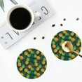 thumbnail image 4 of Rateoe Pineapples with Palm Leaves Drawing Drink Coasters Set of 4 Leather Coasters Spill Protection for Table Desk,Durable and Non Slip Leather Coaster ,4 Inches Drink Mats-Round Shape, 4 of 6
