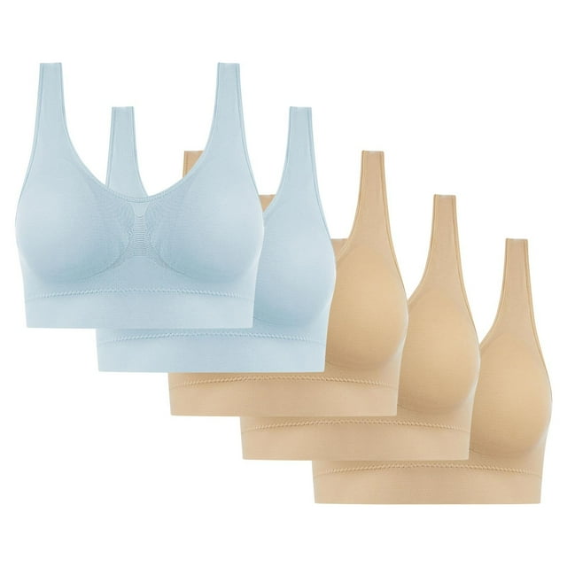 5PC Women's High Impact Sports Bra - Seamless Wireless Support | Comfortable Workout Bralette with Pad Insert Slots