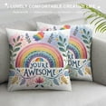 thumbnail image 3 of Boho Rainbow Pillowcase, You're Awesome, Inspirational Cushion Cover， Throw Pillow Covers for Living Room, Bedroom, Dormitory,College, Sofa Couch &amp; Bed, Home &amp; Office Decoration, 3 of 5