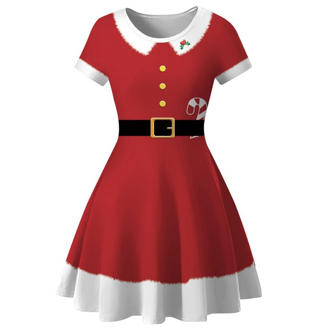 Vestido de Navidad para mujer, vestidos grandes con estampado de Papá Noel de invierno, vestido de fiesta de Navidad Vintage de los años 50 y 60, bata Rockabilly